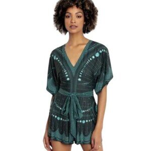 Blackmilk Moon Phases Teal Slinky Playsuit - Limited Sz M